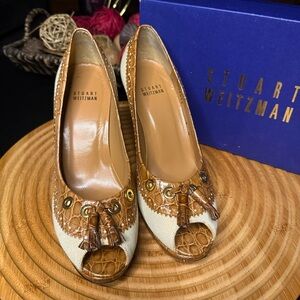 Vintage Stuart Weitzman Faux Alligator Tassel Heeled Pumps Women's Size 8